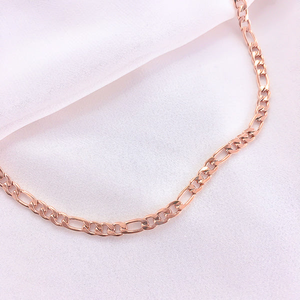Waterproof rose gold figaro choker chain necklace