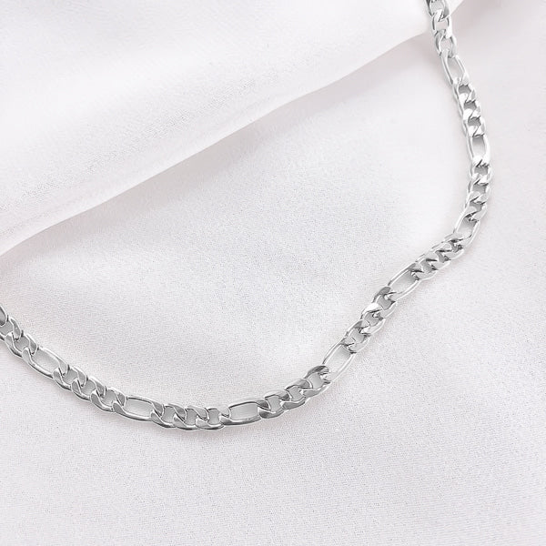 Waterproof silver figaro choker chain necklace