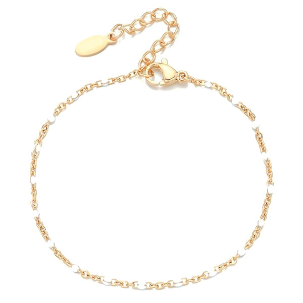White beaded gold chain bracelet