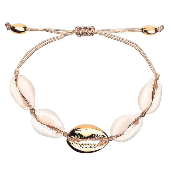 White and gold cowrie shell bracelet