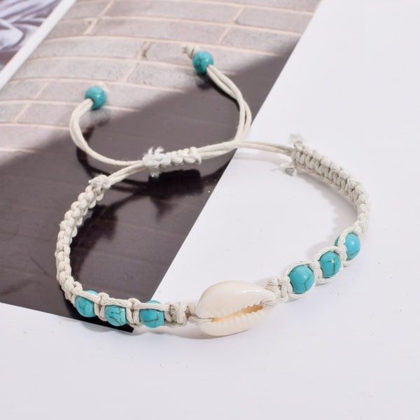 White and turquoise summer seashell bracelet
