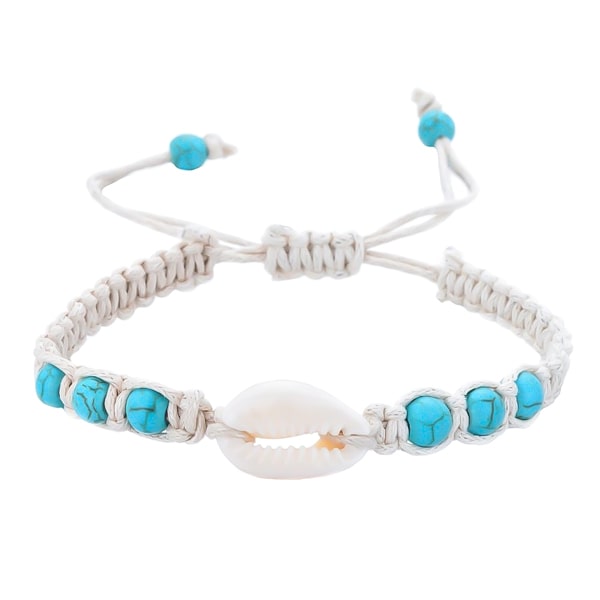 White and turquoise cowrie shell bracelet