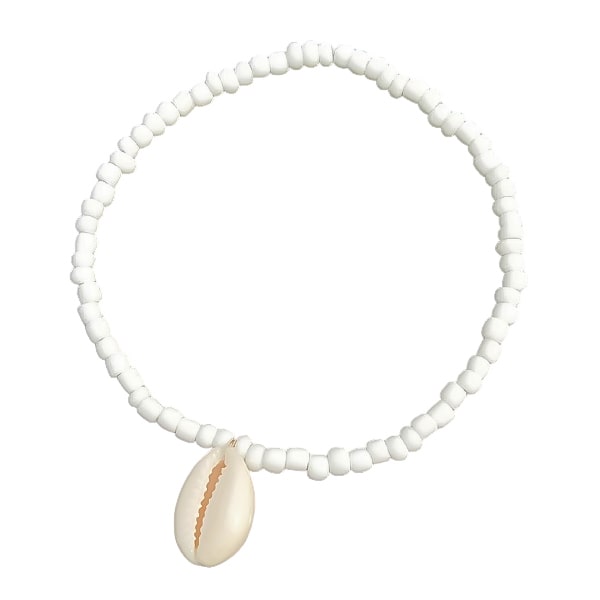 White beaded seashell anklet