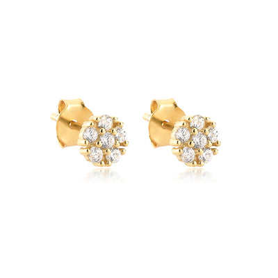 White Crystal Floral Stud Earrings