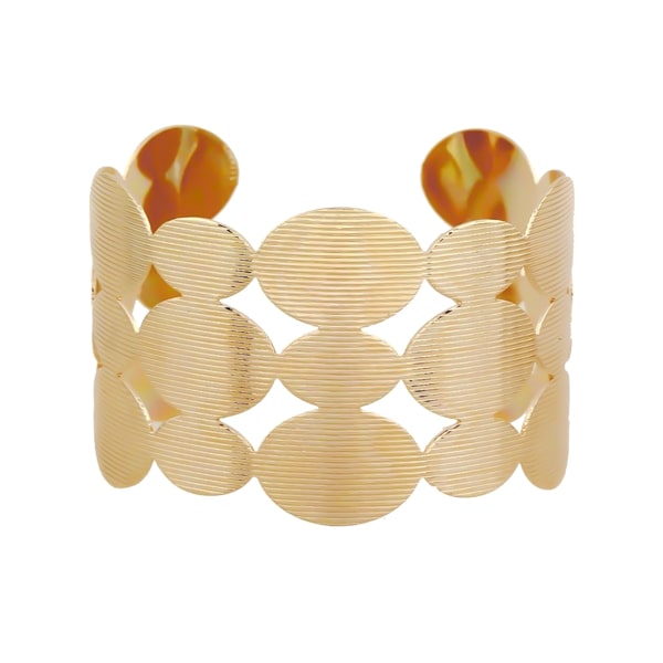 Wide gold geometric cuff bracelet