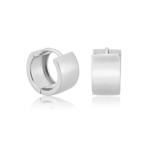 Wide Silver Huggie Hoop Earrings Classy Women Collection Wide Silver Huggie Hoop Earrings Classy Women Collection