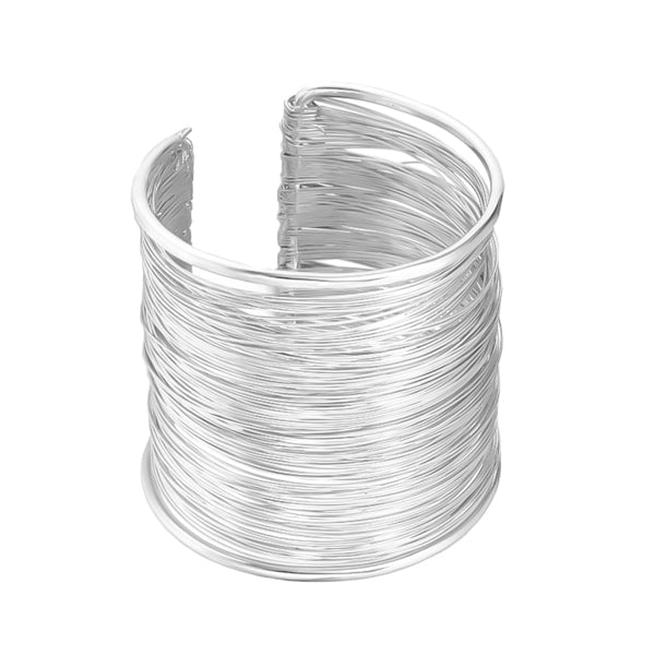 Wide silver wire cuff bracelet