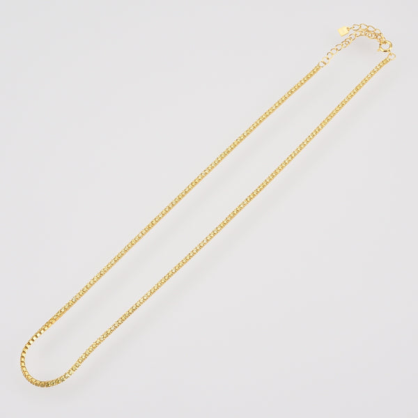 Yellow gold tennis chain choker necklace