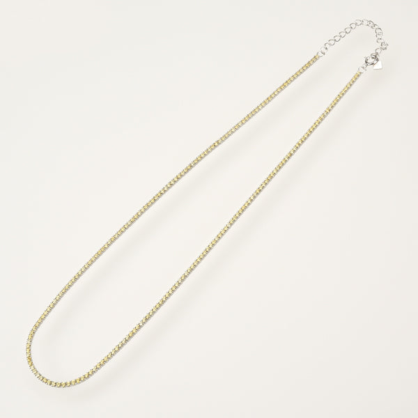 Yellow silver tennis chain choker necklace