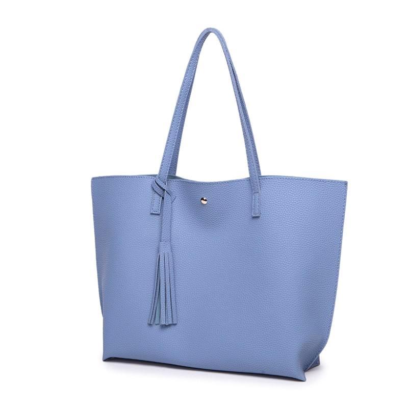 Classy Women Simple Blue Tote Bag | Handbag - Classy Women Collection