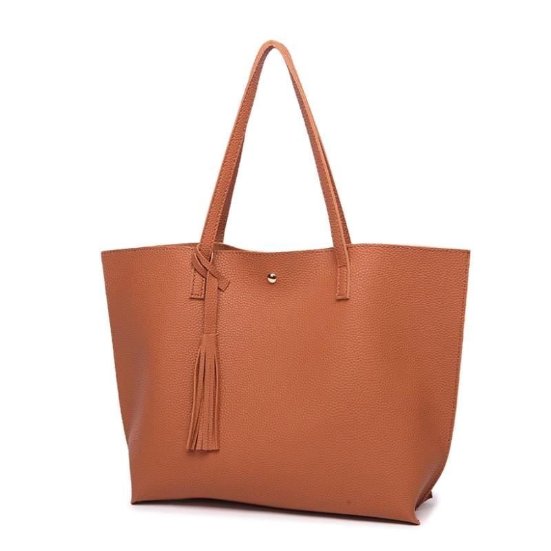 Classy Women Simple Brown Tote Bag | Handbag - Classy Women Collection