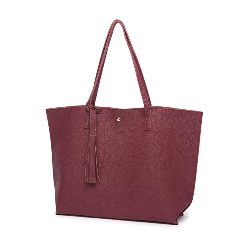 Classy Women Simple Burgundy Tote Bag | Handbag - Classy Women Collection