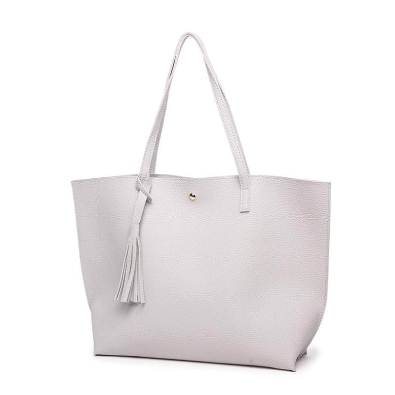 Classy Women Simple Grey Tote Bag | Handbag - Classy Women Collection