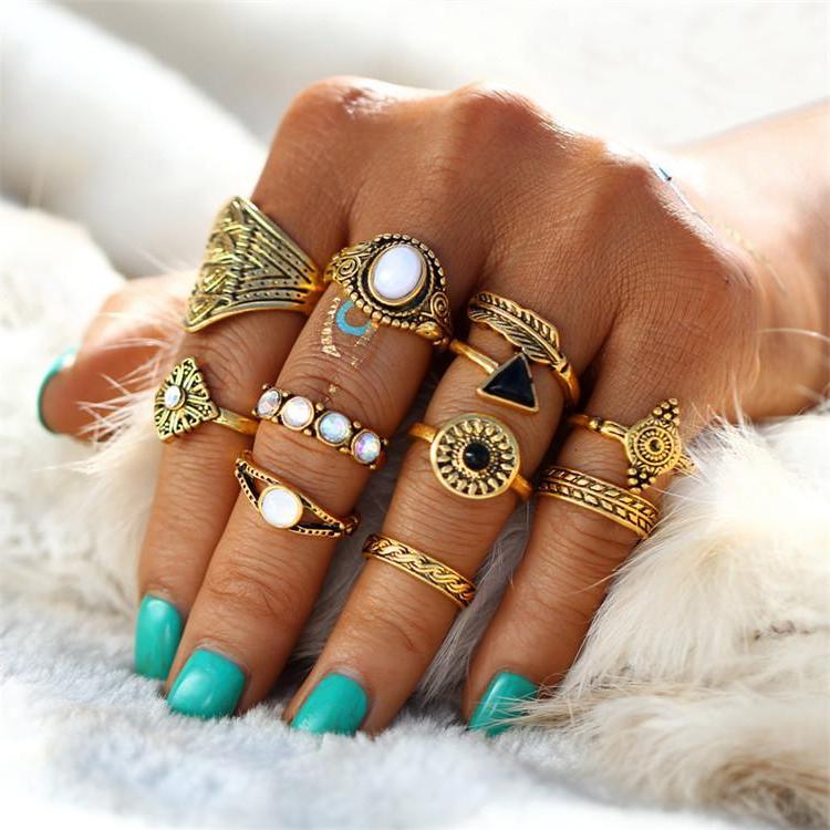 Classy Women Boho Ring Set (10 pieces) | Ring - Classy Women Collection