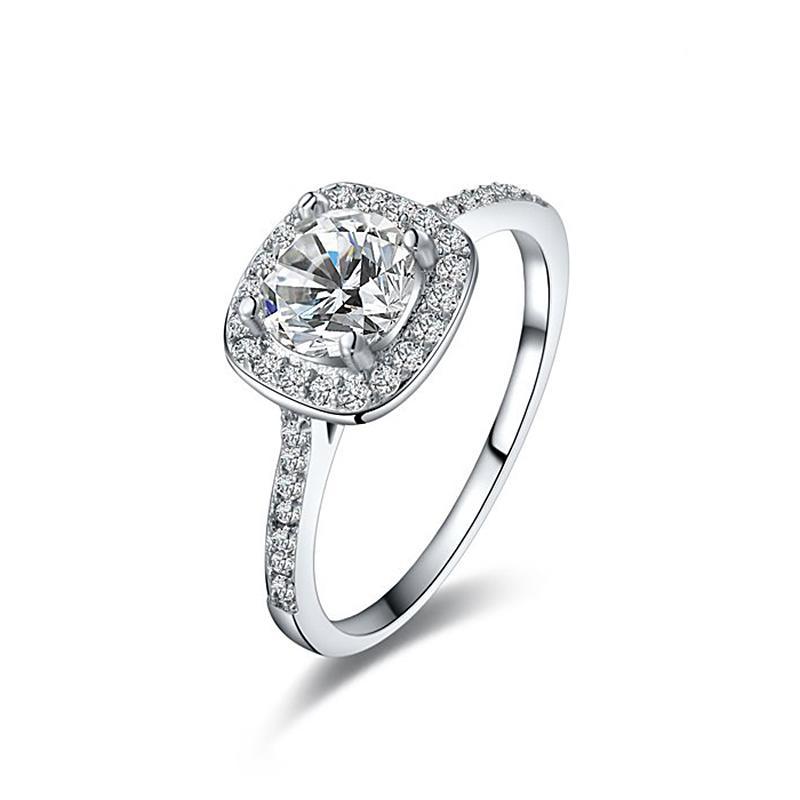 Adjustable emerald cut cz platinum plated ring -