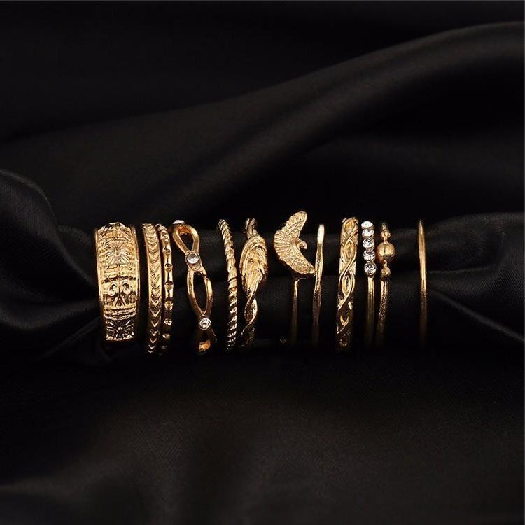 Classy Women Gold Ring Set (12 pieces) | Ring - Classy Women Collection