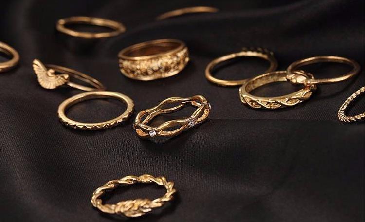 Classy Women Gold Ring Set (12 pieces) | Ring - Classy Women Collection