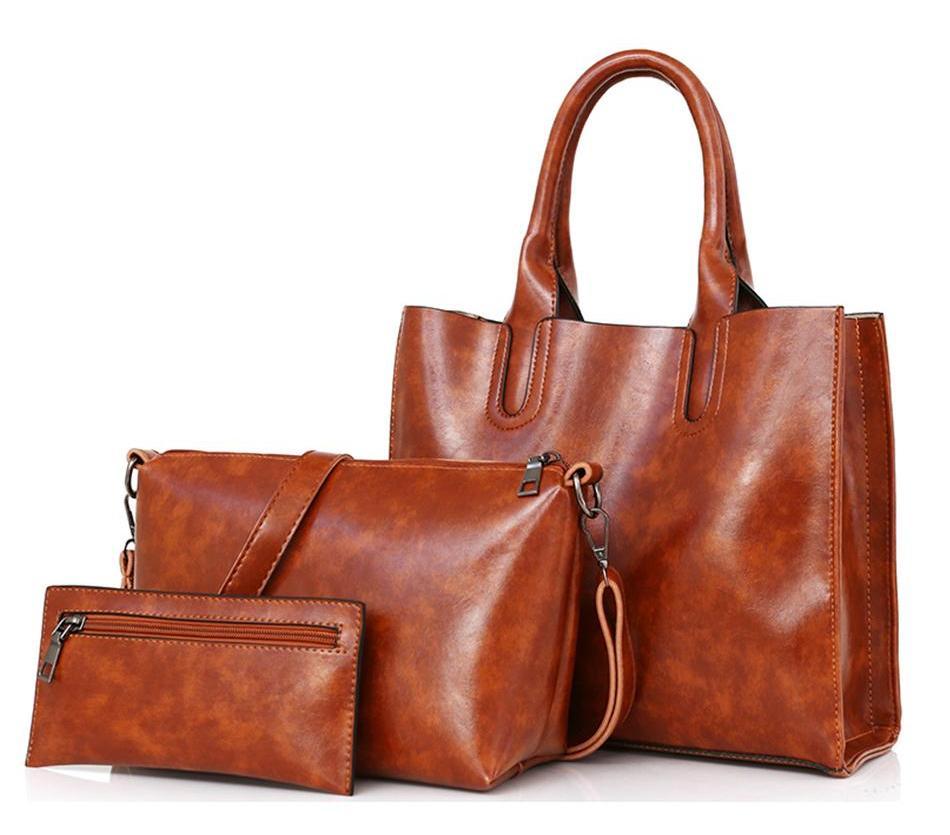 Classy Women Brown Handbag Set - 3 Pieces | Handbag - Classy Women Collection