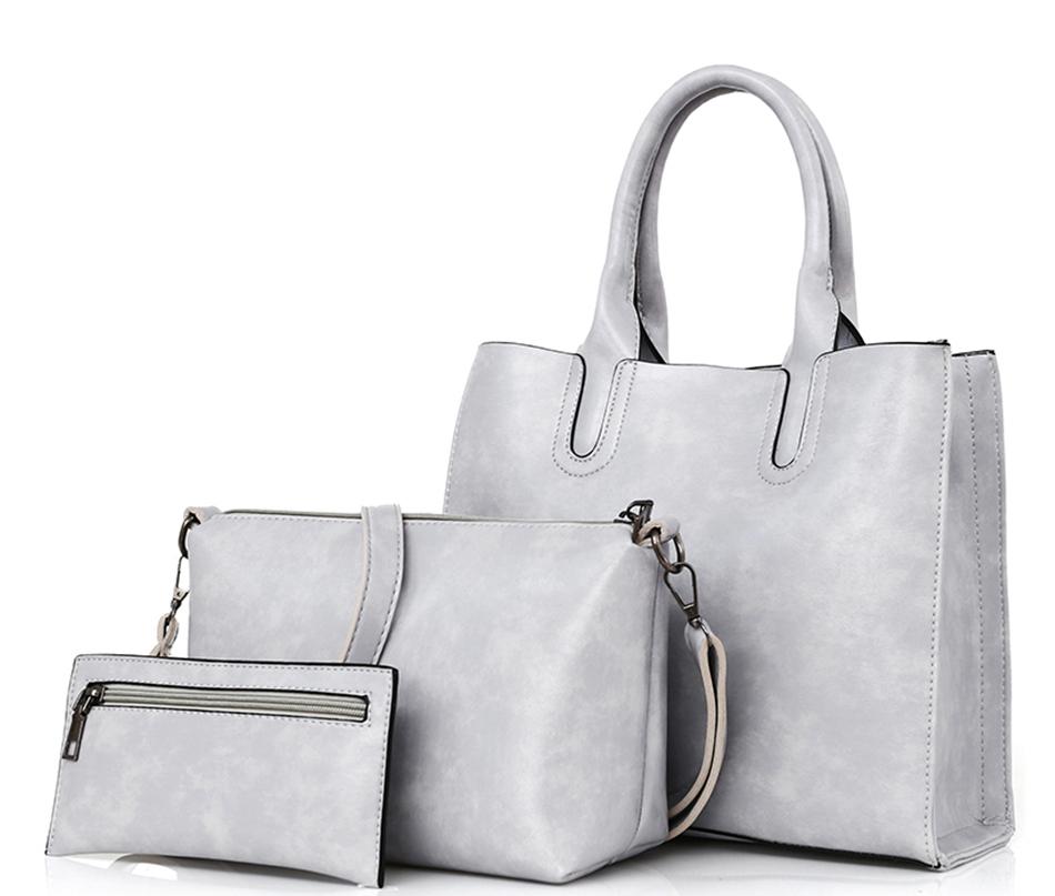 Classy Women Grey Handbag Set - 3 Pieces | Handbag - Classy Women Collection